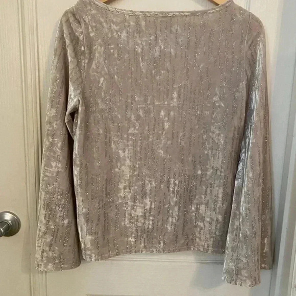 Halogen Womens Velvet Velour Grey Blouse - Picture 5 of 6